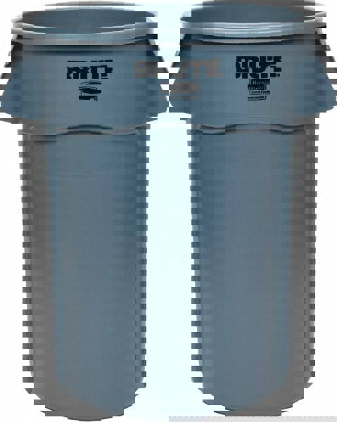 Vented Round Brute Container, 44 gal, Plastic, Gray